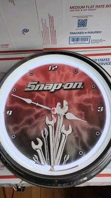  Snap On Tools 16  Neon Wall Clock With Wrench Logo TESTED GOOD 