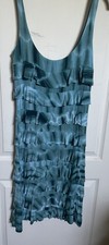 Tango MangoSundress Size S Teal Green Tie Dyed Layered Tiered Ruffle Dress Knee