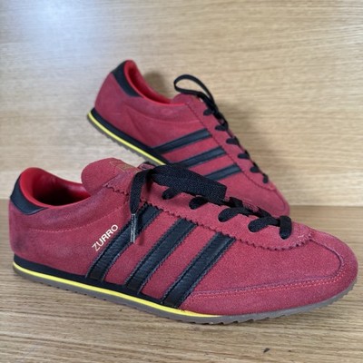 Adidas Herren Schuhe Gr. 9 UK ''ZURRO'' Rot Wildleder Sneaker (43 1/3 EUR)