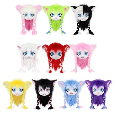 Eye Catching Faux Furs Cats Costume Mask Perfect For Halloween And Carnival