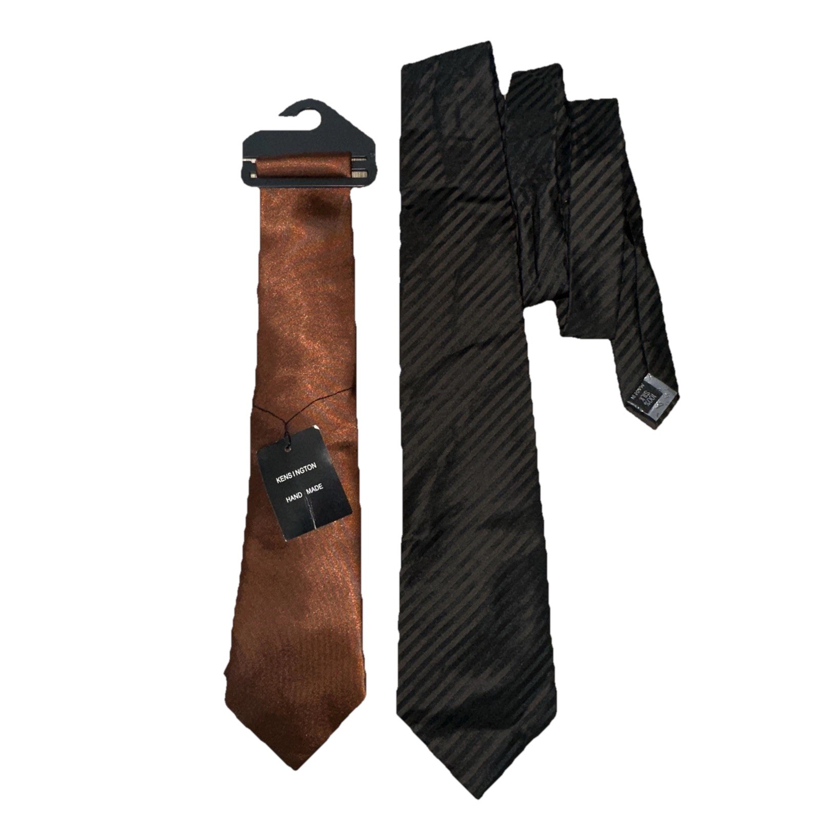Mens Suit Ties Thomas Nash Kesington Black Shine Brown Formal Office Bundle VGC.