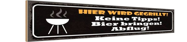 Holzschild 10X46 Cm Hier Wird Gegrillt Bier Bringen Spruch Zitat Deko Geschenk H-image