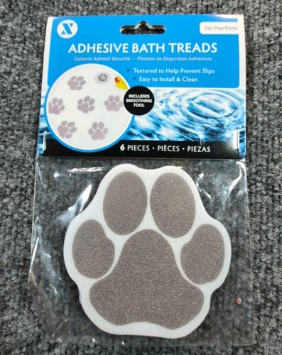 SlipX NIP Tan Puppy Dog Paws Adhesive Bath Tub Treads Textured Prevent Slips 6pc - Picture 1 of 2