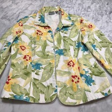 Chicos Jacket Women s Size 1 Floral Travelers Collection Short Tropical