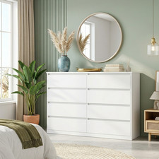 Chest of Drawers Large 8 Drawer 120cm Bedroom Storage Cabinet Dresser Unit White