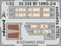 MW22 Eduard 33338 BF 109G-2/4 Seatbelts Steel 1/32 PE SET For Revell