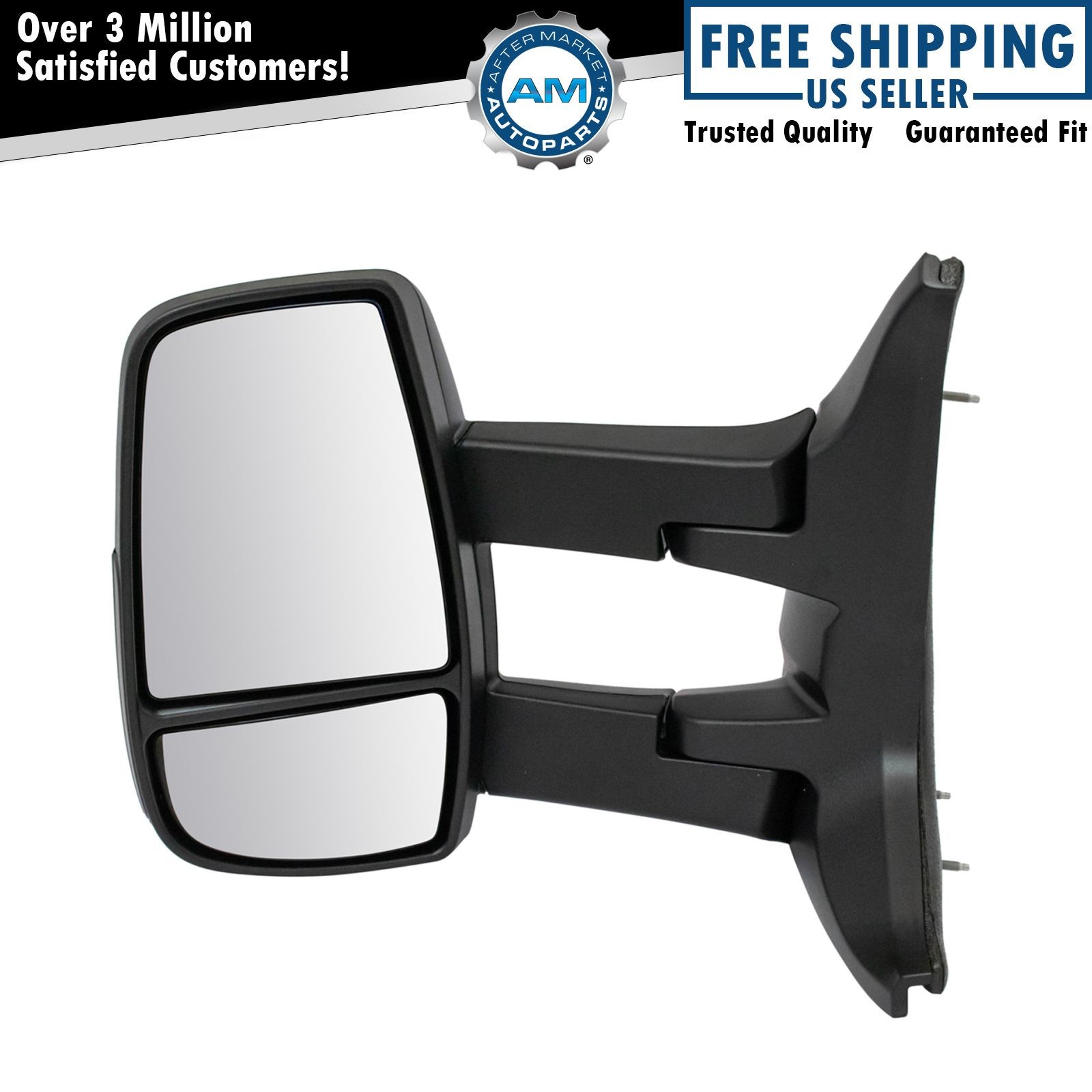 Long Arm Power Textured Black Left Side Mirror for Transit High/Medium Roof-image