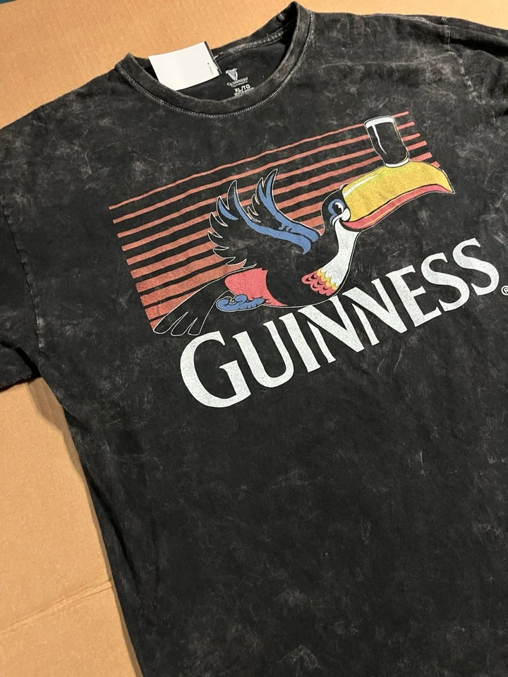 Guinness Beer Toucan Bird 领带染料仿旧黑色 T 恤 XL Stout Lager 都柏林 — 第 4/4 张图片