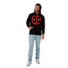 Bioworld Marvel Deadpool Mask Logo Long Sleeve Unisex Adult Zip-Up