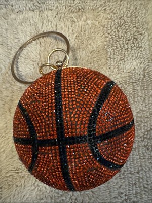 Basketball Purse NEW Silver Crystal Sparkling Ring Wristlet Minauderie