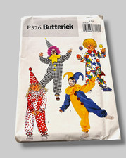 Butterick P376 Child Unisex Clown/Jester Costume Sewing Pattern Size 6 7 8