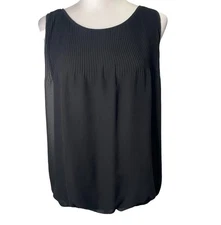 Max Studio Blouse Top Womens Medium Black Scoop Neck Sleeveless Pullover Outdoor