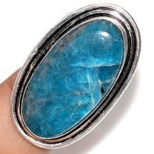 Blue Apatite 925 Silver Plated Ring US 10 Gifts Fashion Forwarded Jewelry GW