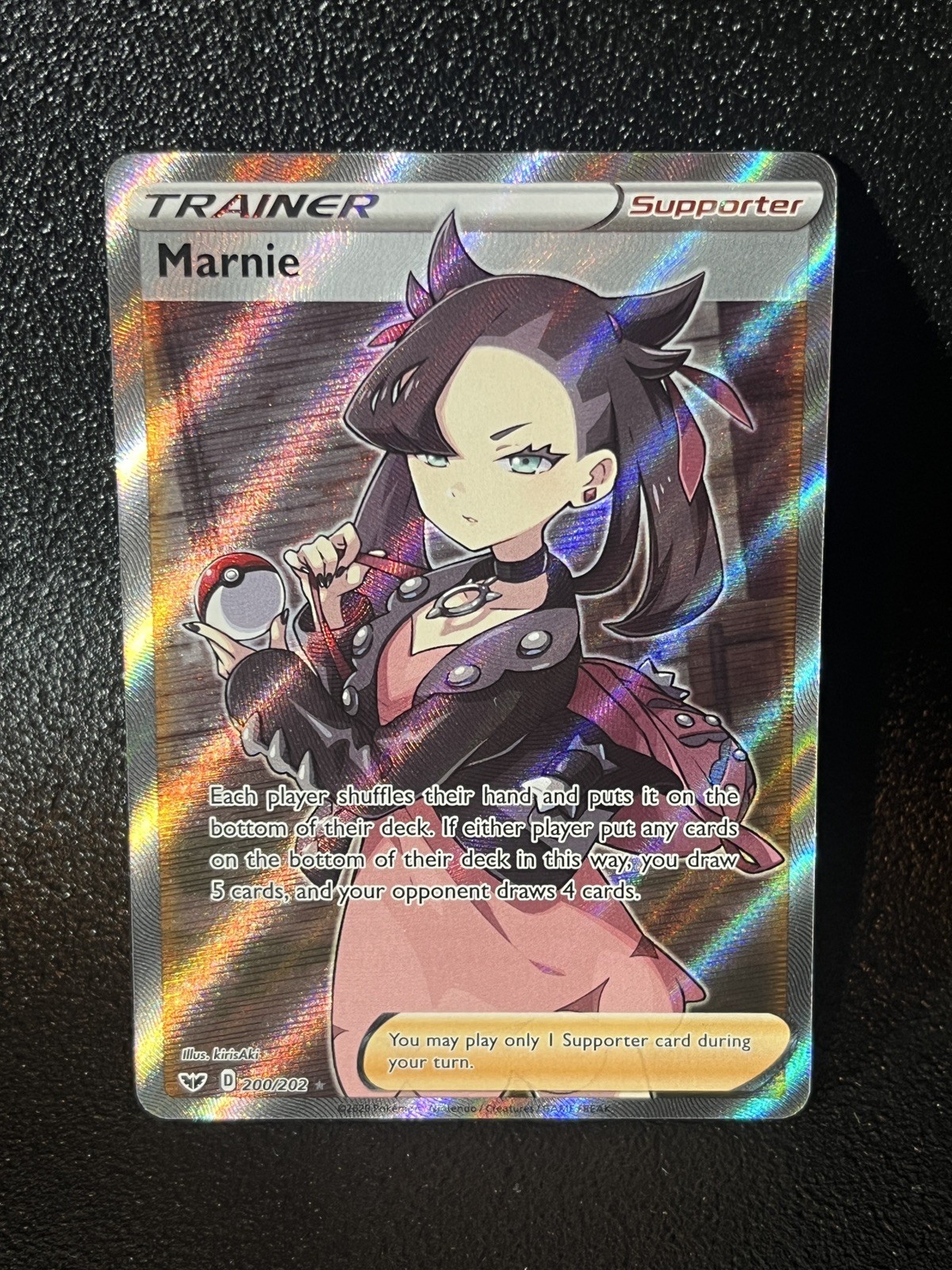 Marnie 200/202 Pokemon Sword And Shield Base Set Full Art Trainer Mint