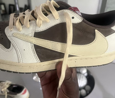 Nike Mens Leather Low Top Sneakers Brown/Whit...