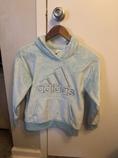Adidas Niños Peluche Sudadera con Capucha Azul Claro, Plateado Adidas Contorno Talla 10/12