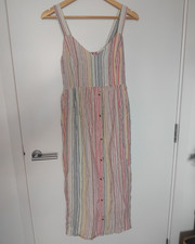 New Look Maternity Multicolour Striped Button Front Midi Dress UK 10