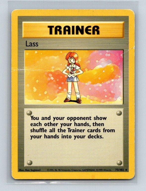 Lass 075/102 Rare Base Set Pokemon Heavily Played