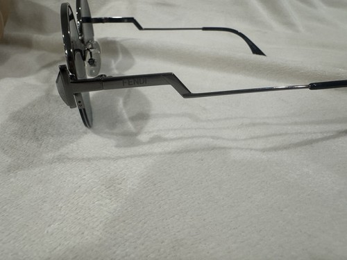 AUTHENTIC FENDI Sunglasses 0243/S 51mm Silver Black Irregular Round Grey Rimless - Picture 16 of 16