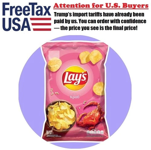 10 packs of 120 g LAYS Potato Chips with CRAB flavor Ukrainian snack Total 1200g