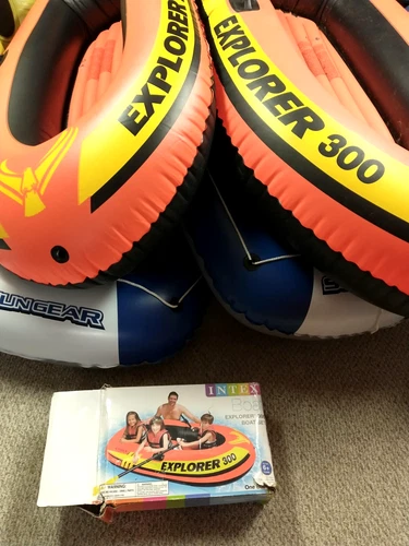 LOT of 4 Inflatable Boats Intex / Sungear Tested Rafts Clean Explorer 300 200