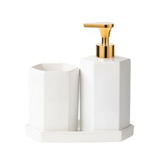 Ceramic Bathroom Accessories Complete with Soap Dispenser, Toothbrush Holder,...