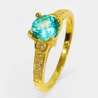 Greenish Blue Paraiba Tourmaline Rare 925 Sterling Silver 24k Gold Plated Rings