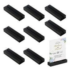 8 Pcs Wood Place Card Holders Black Wooden Table Number Holder Stands Name Ca...