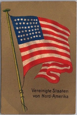 1900s 45-Star US Flag Postcard ''Vereinigte Staaten von Nord-Amerika'' German Card