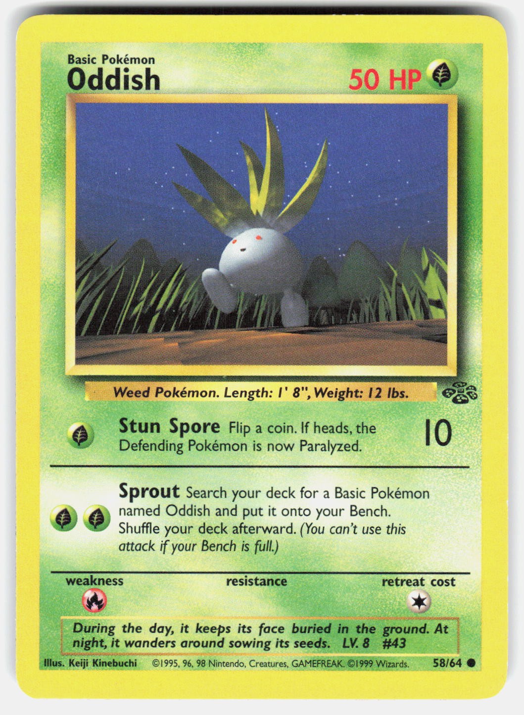 ODDISH 58/64 COMMON JUNGLE POKEMON UNLIMITED HP