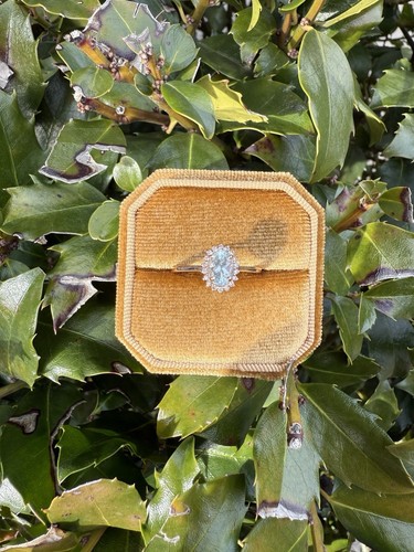 14k Rose Gold Aquamarine And Diamonds - Picture 1 of 10