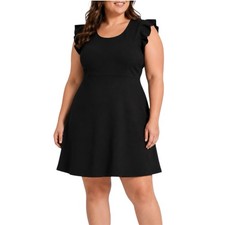 Victoria Beckham for Target Black Ruffle Sleeve Fit & Flare Dress 2X Plus