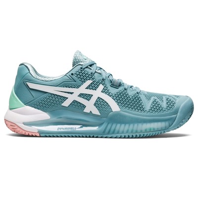 ASICS Women's Gel-Resolution 8 Clay Tennis Shoes, 11.5, Smoke Blue/White