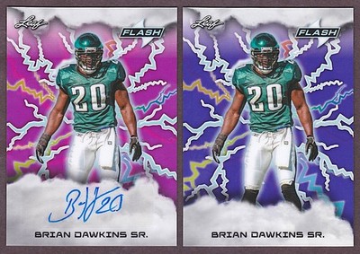 2) 2025 Leaf Eclectic Football Flash Brian Dawkins Sr Auto Pink 1/1 + Eagles