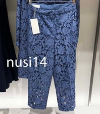 ZARA NEW WOMAN HIGH-WAIST FLORAL CROPPED LACE PANTS BLUE XS-XL 8385/846/400
