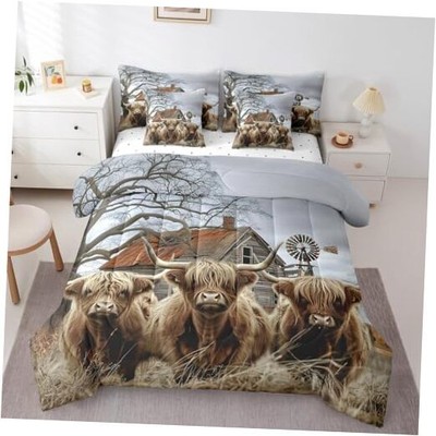 Erosebridal Juego de edredón de 7 piezas de Queen (7-Piece) Brown Beige Blue