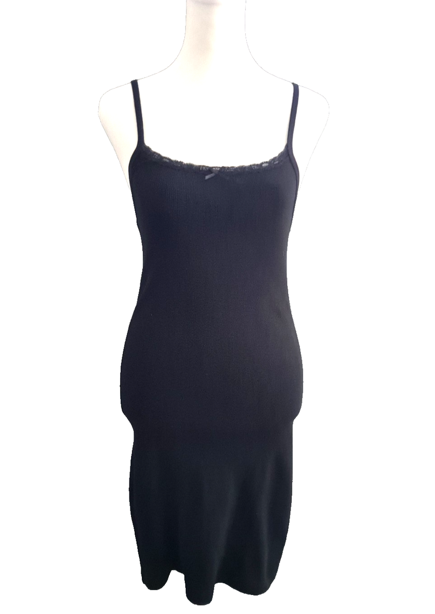 Brandy Melville Black Lace Trim Mini Dress  One Size  Soft Stretchy Knit  | eBay