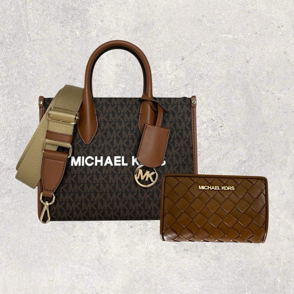 Michael Kors Tasche Shopper GeldböRse Portmonee Jet Set Travel Mirella Braun Neu-image