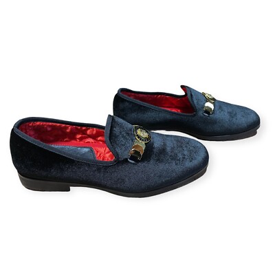 FOEVTRUE Men\'s Slip On Dress Loafers 10.5 Black Blue Gold Medallion Buckle Forma Amazon.com | FOEVTRUE Men main image 3