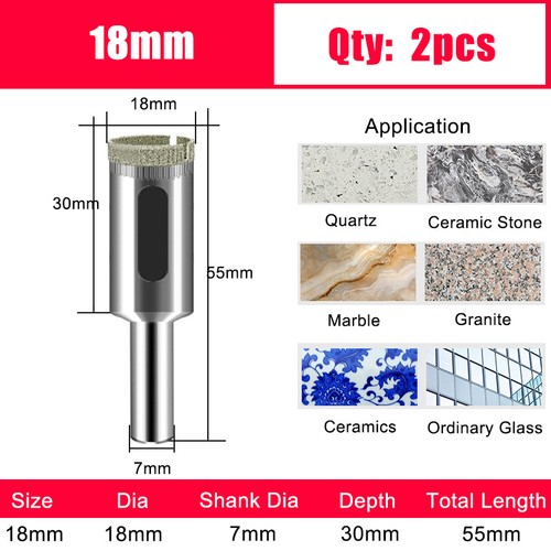 3-200mm Diamond Hole Saw Cutter Drill Bits For Tile Glass Ceramics Marble Stone - Picture 20 of 55