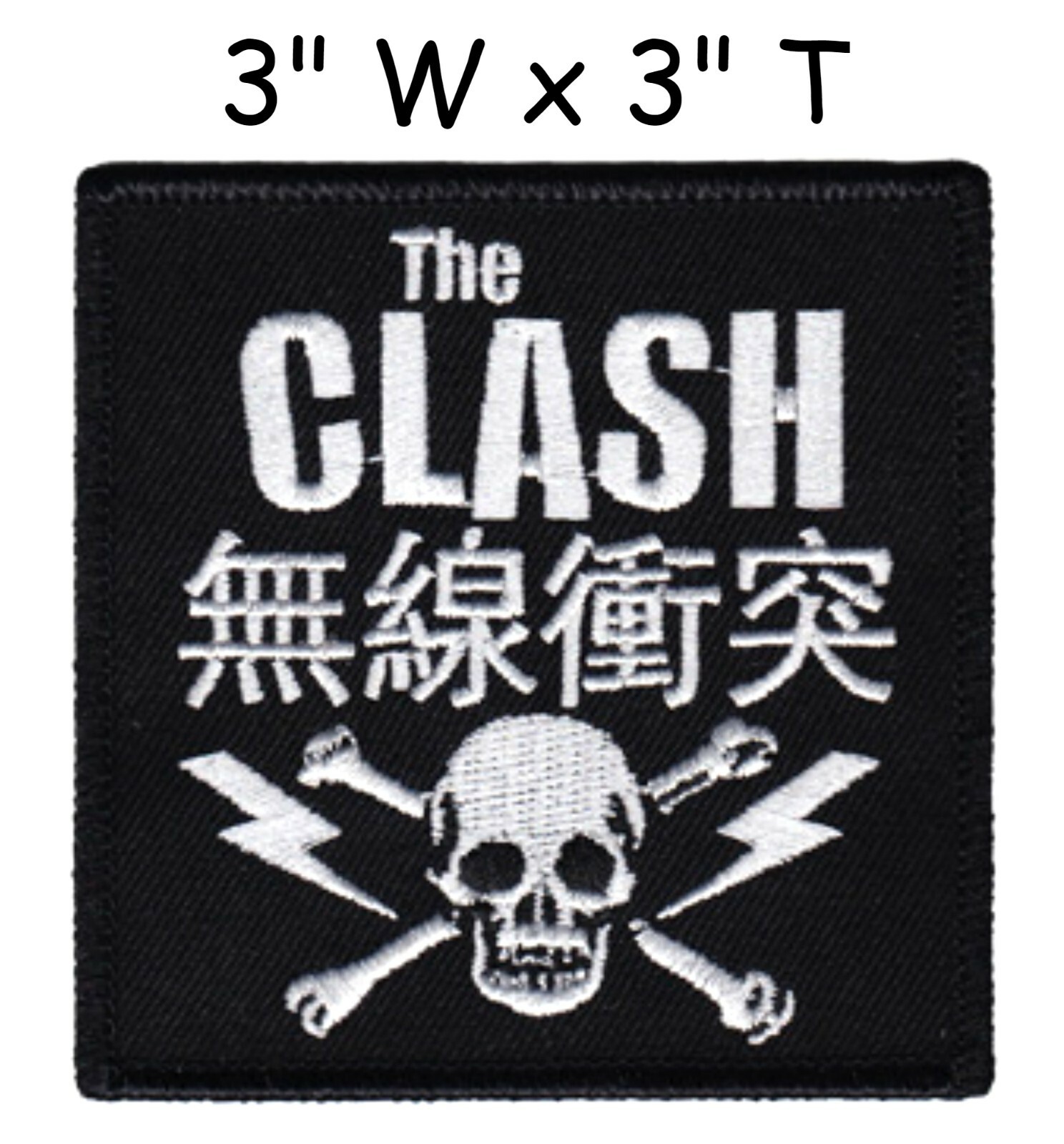 CON LICENCIA OFICIAL - THE CLASH - PARCHE PUNK STRUMMER CON LOGOTIPO DE CALAVERA Y PERNOS COSIDO