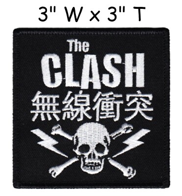 OFFICIAL LICENSED - THE CLASH - SKULL & BOLTS LOGO SEW-ON PATCH PUNK STRUMMER