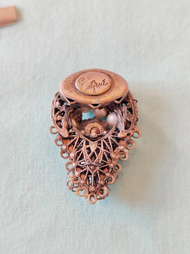 Vintage Eugene Faux Pearl Glass Rhinestone Box Clasp Jewelry Repair Replacement - Image 2 of 4