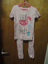 GIRLS 2 PIECE PAJAMA SET FLAMINGO THEMED SIZE 8 SIMPLE JOYS BY CARTER'S