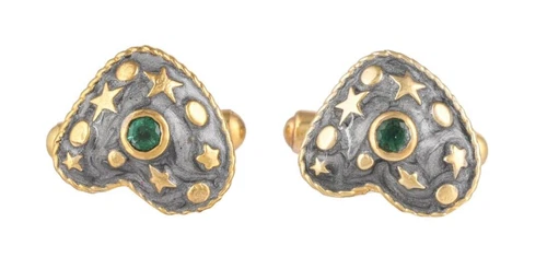 Emerald 14K Gold Plated Cufflinks