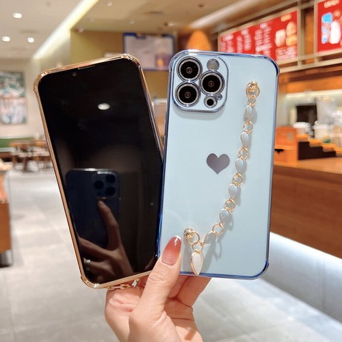 For iPhone 16 Pro Max 15 14 13 12 Shockproof Cute Heart Chain Soft Case Cover - Picture 4 of 36