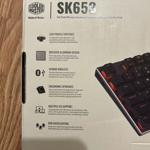 New Cooler Master SK653 Wireless Bluetooth Full Mechanical Gaming Keyboard Brown - Picture 6 of 11