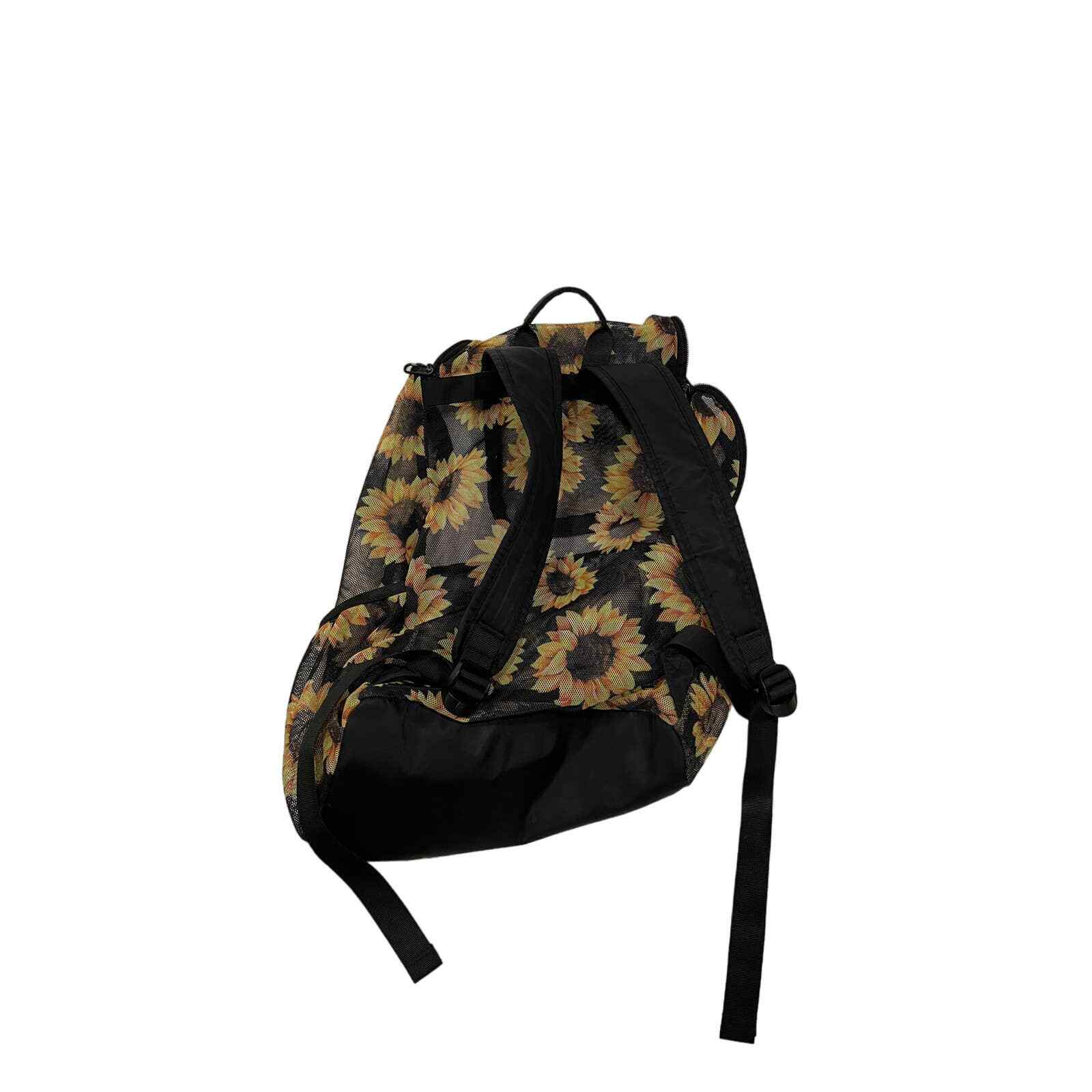 ESVAN See-Through Mesh Backpack - Clear Floral Print, Water Bottle Pockets, For School, Gym, Beach