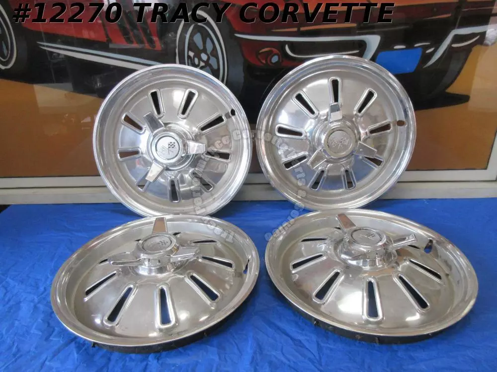 1964 Corvette Hub Caps Wheel Covers GM Originals Polished