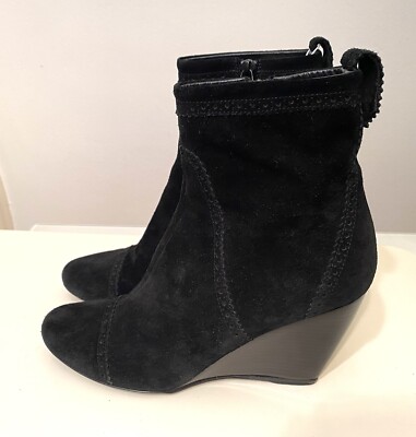 Balenciaga black suede Ankle Boots wedge heel EU 38 UK
